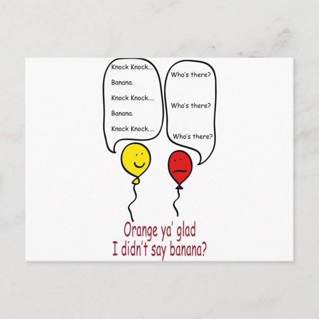 Joke för fånigets knackknapp vykort (Framsida)