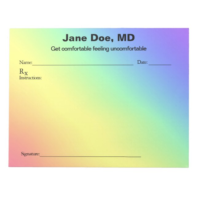 Joke prescription rainbow - 11" x 8.5" Notepad Anteckningsblock (Framsida)