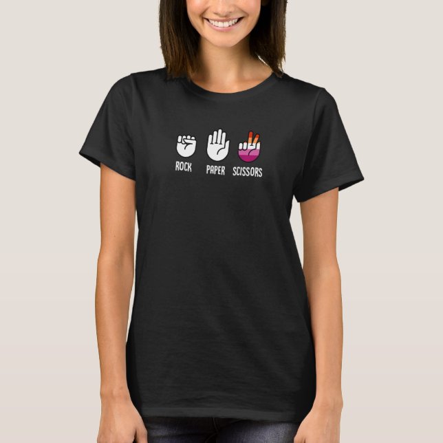 Joke Pride Match för Lesbisk för Pappra saxar sten T Shirt (Framsida)