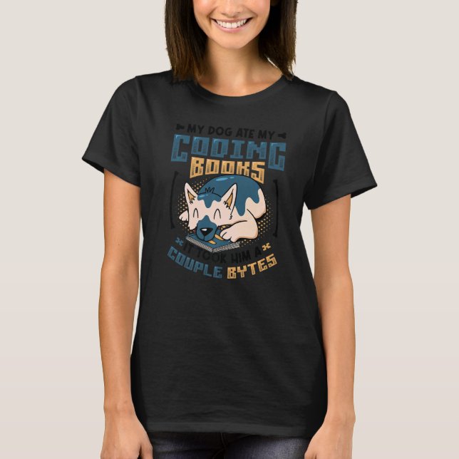 Joke Programmering med hund-kod 3 T Shirt (Framsida)