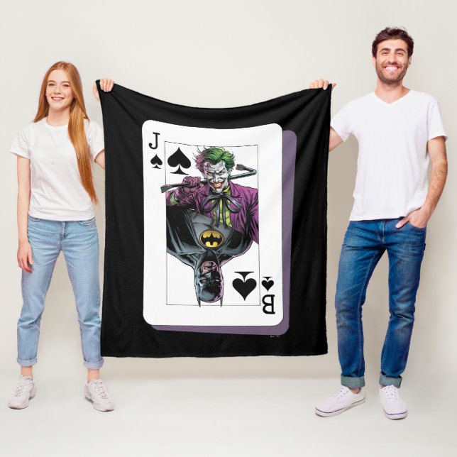 Joker and Batman Spade Playing Card Illustration Fleecefilt (På plats)