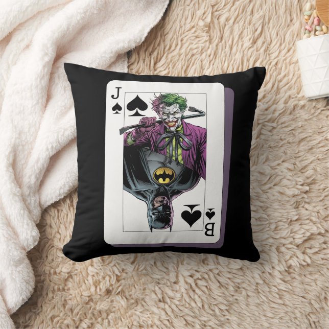 Joker and Batman Spade Playing Card Illustration Kudde (Filt)