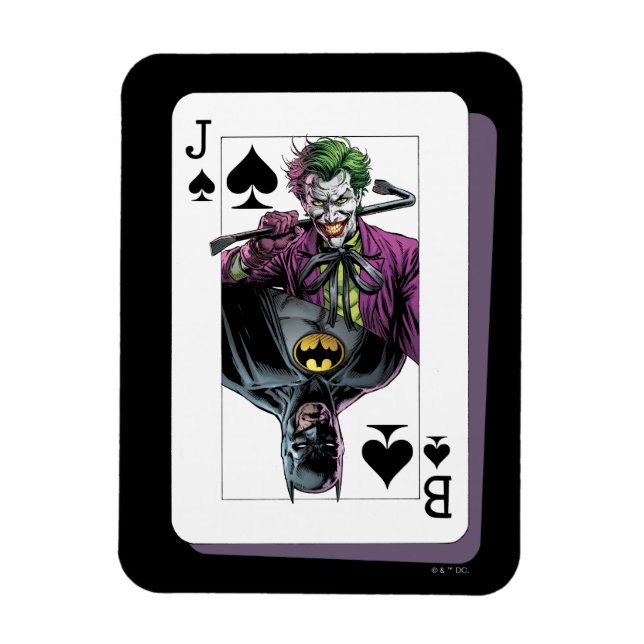 Joker and Batman Spade Playing Card Illustration Magnet (Vertikal)