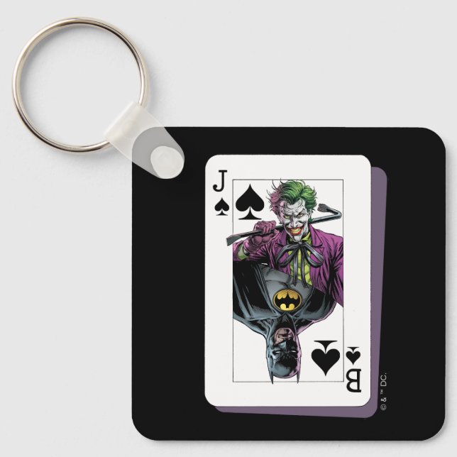 Joker and Batman Spade Playing Card Illustration Nyckelring (Framsida)