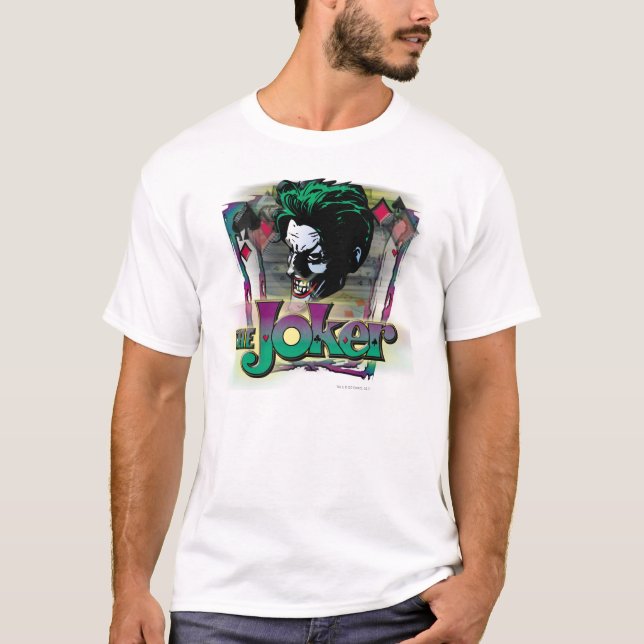 Joker - Ansikte och Logotyp T Shirt (Framsida)