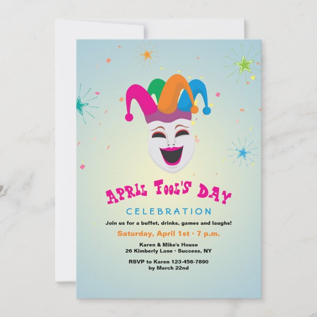 Joker April-kallelse på dag Inbjudningar (Framsida)
