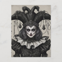 Joker Clown in Black and White Vykort