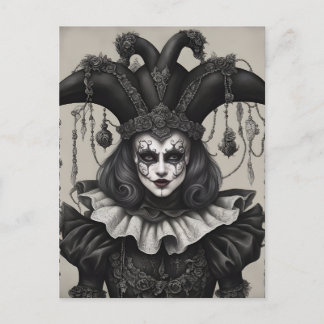 Joker Clown in Black and White Vykort