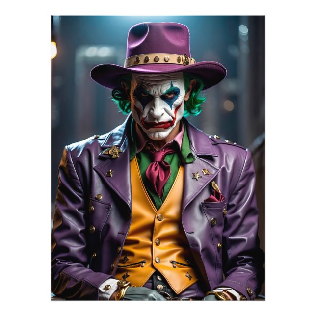 Joker in Purple Hat and Jacket Fototryck (Framsidan)