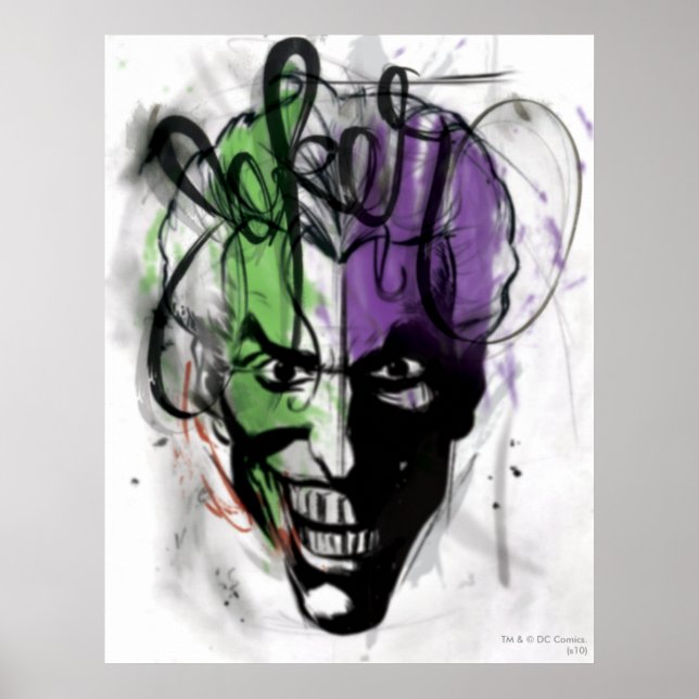 Joker Neon Airbrush Porträtt Poster (Framsidan)