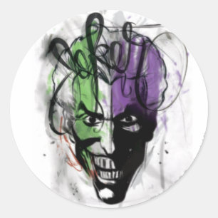 Joker Neon Airbrush Porträtt Runt Klistermärke