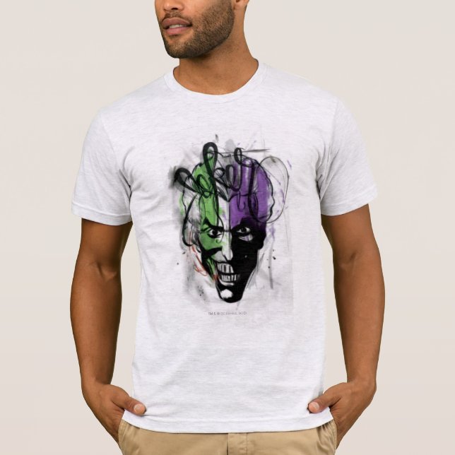 Joker Neon Airbrush Porträtt T Shirt (Framsida)