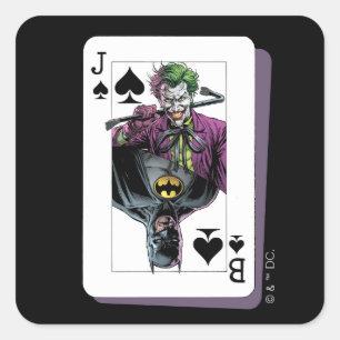 Joker och Batman Spader Spelkort Illustration Fyrkantigt Klistermärke