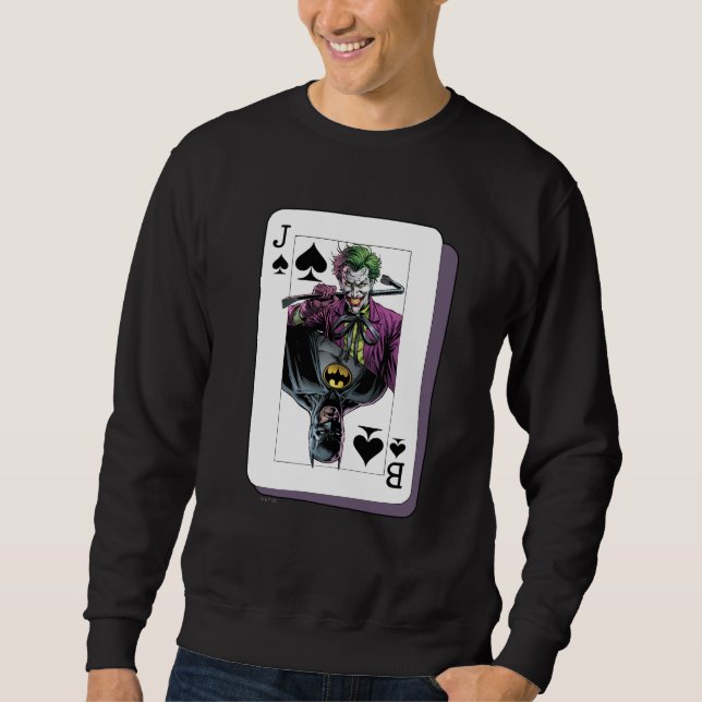 Joker och Batman Spader Spelkort Illustration Lång Ärmad Tröja (Framsida)