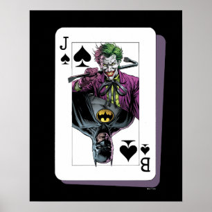 Joker och Batman Spader Spelkort Illustration Poster