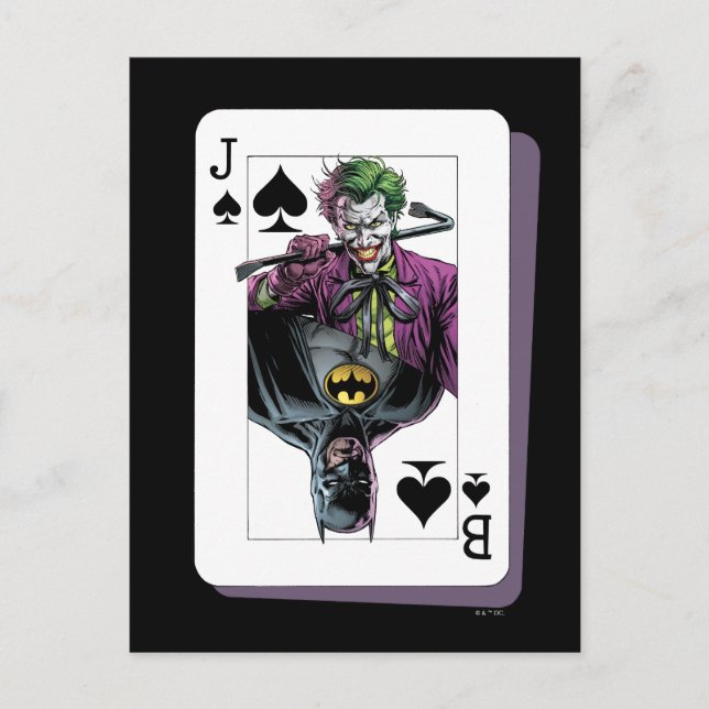 Joker och Batman Spader Spelkort Illustration Vykort (Framsida)