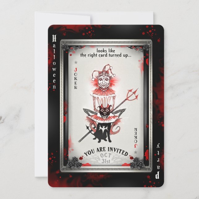 Joker och hans Pitbull Halloween fest-kort Inbjudningar (Framsida)