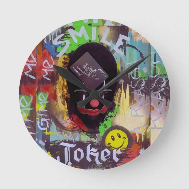Joker Pop Art Specialitet Rund Klocka (Framsida)