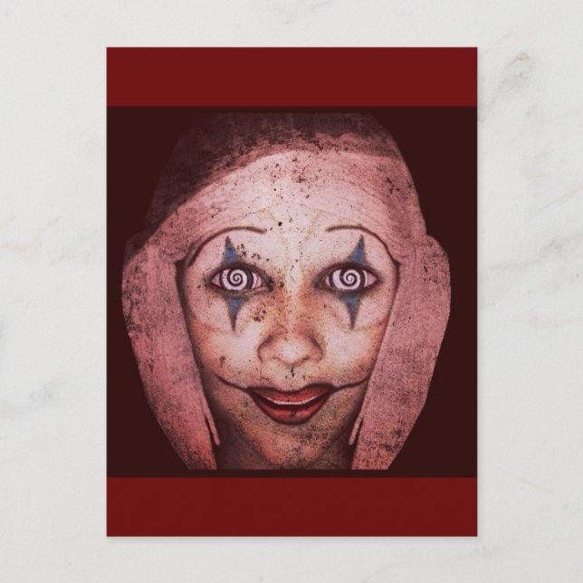 Joker Raggedy-Ann Clown with Swirly Ögon Vykort (Framsida)