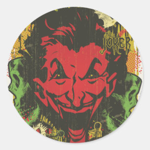 Joker Retro Tecknad Bok Montage Runt Klistermärke