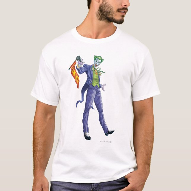 Joker står med pistol tee (Framsida)