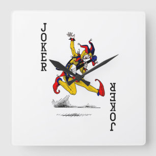 Jokerkort Clown Music Dance Banjo Guitar Fyrkantig Klocka