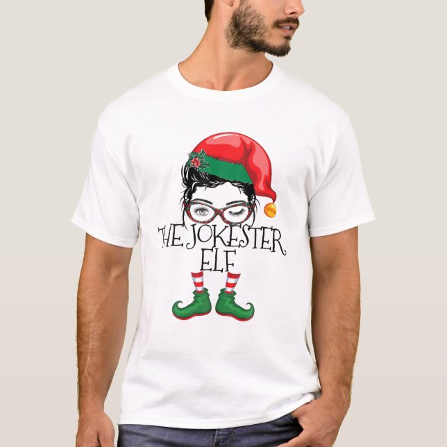 Jokester Elf Matching Family Pajamas jul Xma T Shirt (Framsida)