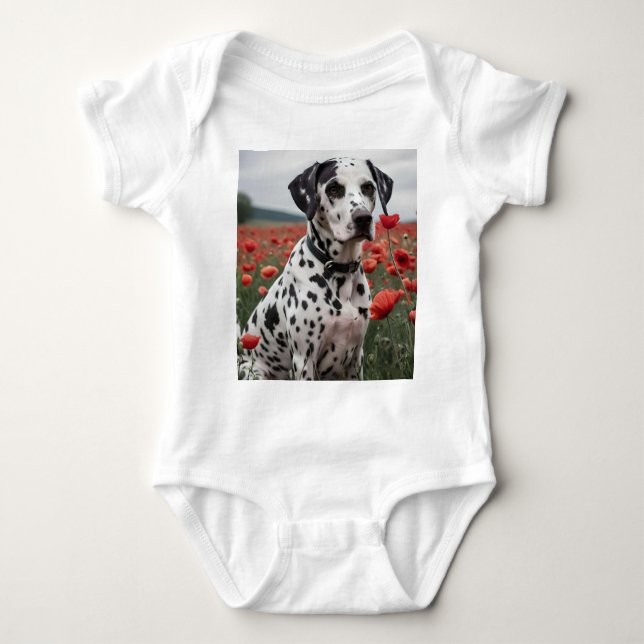 **"Jokspatter: Dalmatier i Röda vallmo Fält"* T Shirt (Framsida)