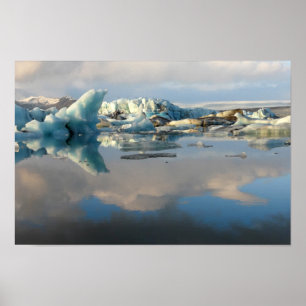 Jokulsarlon iceberg sjö reflexion poster