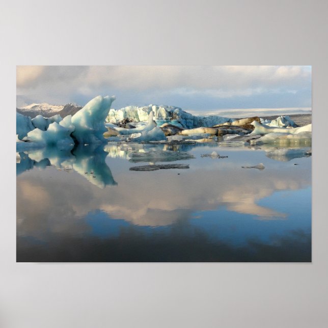 Jokulsarlon iceberg sjö reflexion poster (Framsidan)