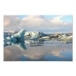 Jokulsarlon iceberg sjö reflexionsfotot fototryck