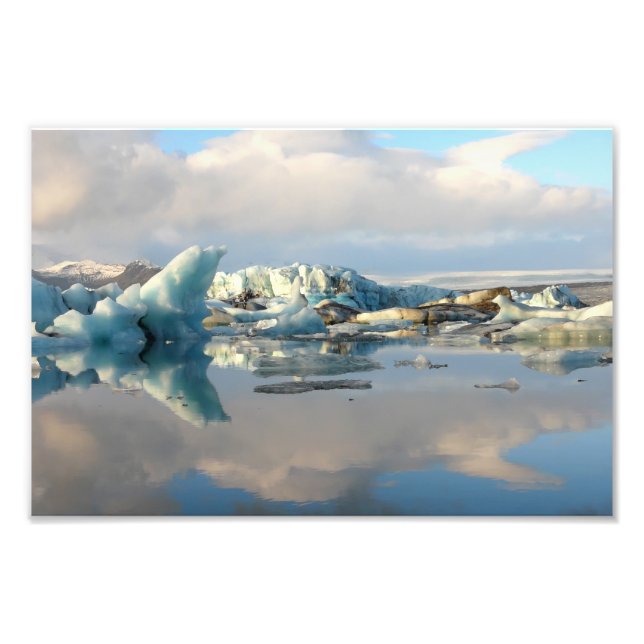 Jokulsarlon iceberg sjö reflexionsfotot fototryck (Framsidan)