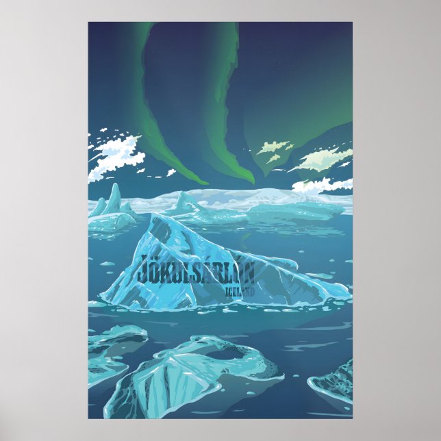 Jokulsarlon Isberg Lagun Resa Poster (Framsidan)