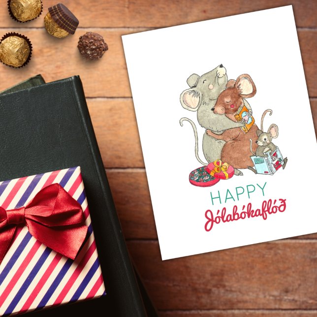 Jolabokaflod Julmöss Helg Vykort (Skapare uppladdad)