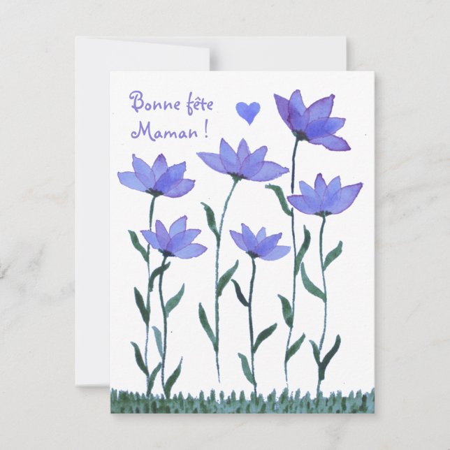 Jolie carte de fêtes des mères fleurs aquarelle julkort (Framsida)