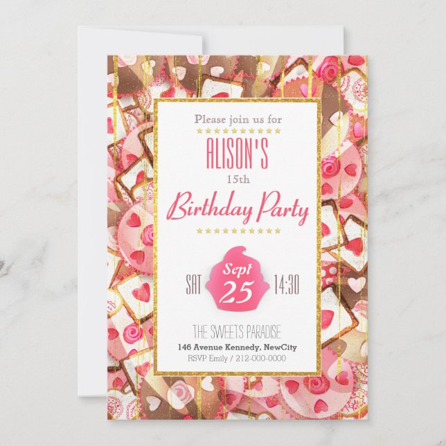 Jolie carte d'invitation de Fête Anniversaire Inbjudningar (Framsida)