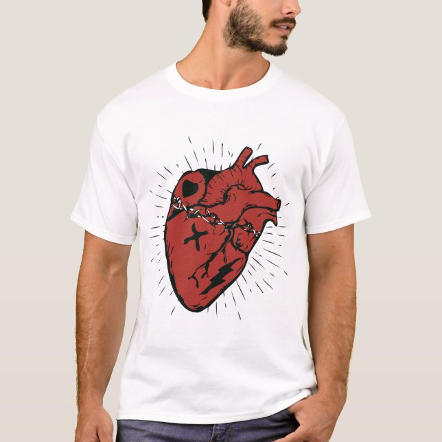 Jolie coeur design tattoo old school t shirt (Framsida)
