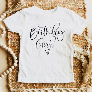 JOLIE Cute Modern Boho Script Birthday Girl T Shirt