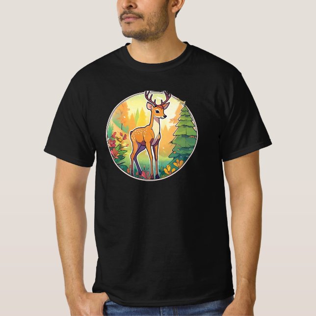 Jolie image d’un cerf dans la forêt. t shirt (Framsida)
