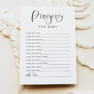 JOLIE Minimal Prayers for Baby Advice Card-spel Inbjudningar
