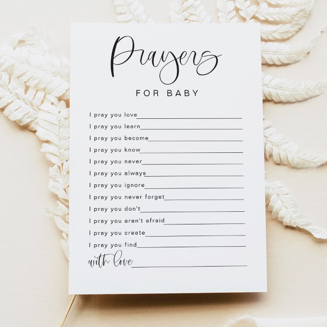 JOLIE Minimal Prayers for Baby Advice Card-spel Inbjudningar (Skapare uppladdad)