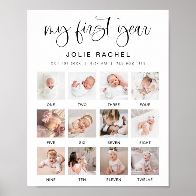 JOLIE Minimal Roligt Boho första året fotomilsten Poster (Framsidan)