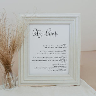 JOLIE Minimalist Boho Let's Drink Bar Meny Skylt