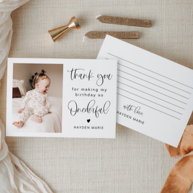 JOLIE Minimalist Roligt Onederfull Birthday Tack Inbjudningar (Skapare uppladdad)