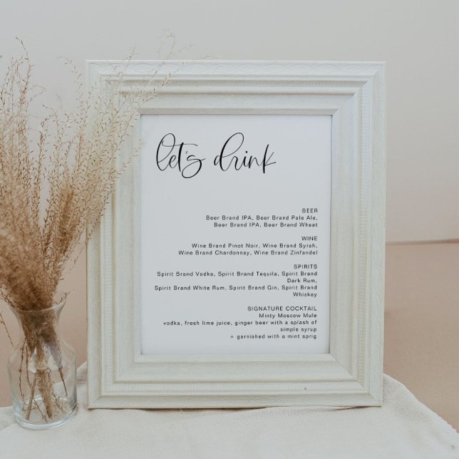 JOLIE Minimalistisk Boho Let's Drink Bar Menytecke Poster (Skapare uppladdad)