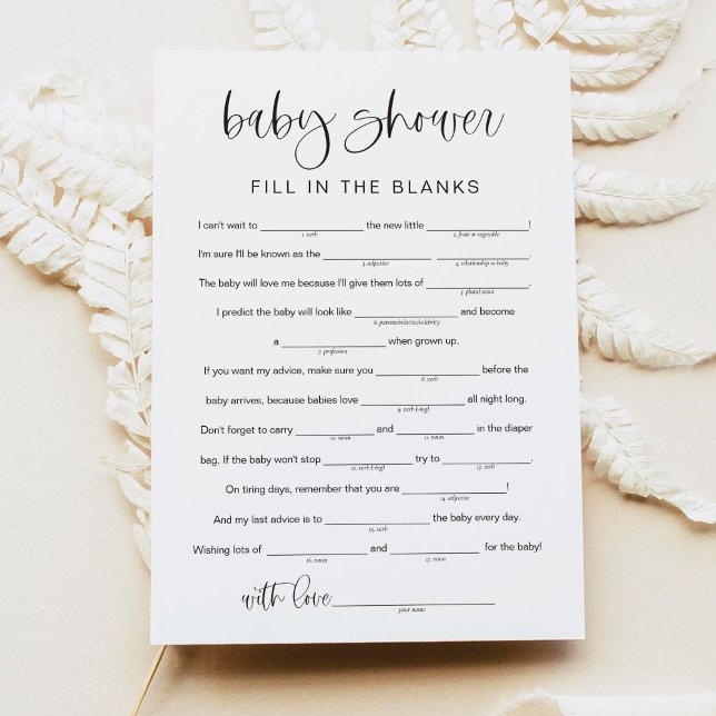 JOLIE Modern Baby Shower Libs, Fyll i tomrummet Inbjudningar (Skapare uppladdad)