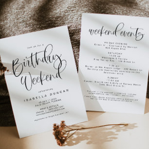 JOLIE Modern Bohemian Birthday Helg Itinerary Inbjudningar