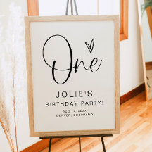 JOLIE Modern Boho One Heart First Birday Välkommen