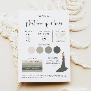 JOLIE Modern EDITABLE Bridesmaid Info Card Inbjudningar