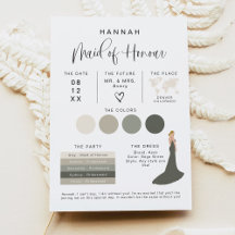 JOLIE Modern EDITABLE Maid of honor Info Card